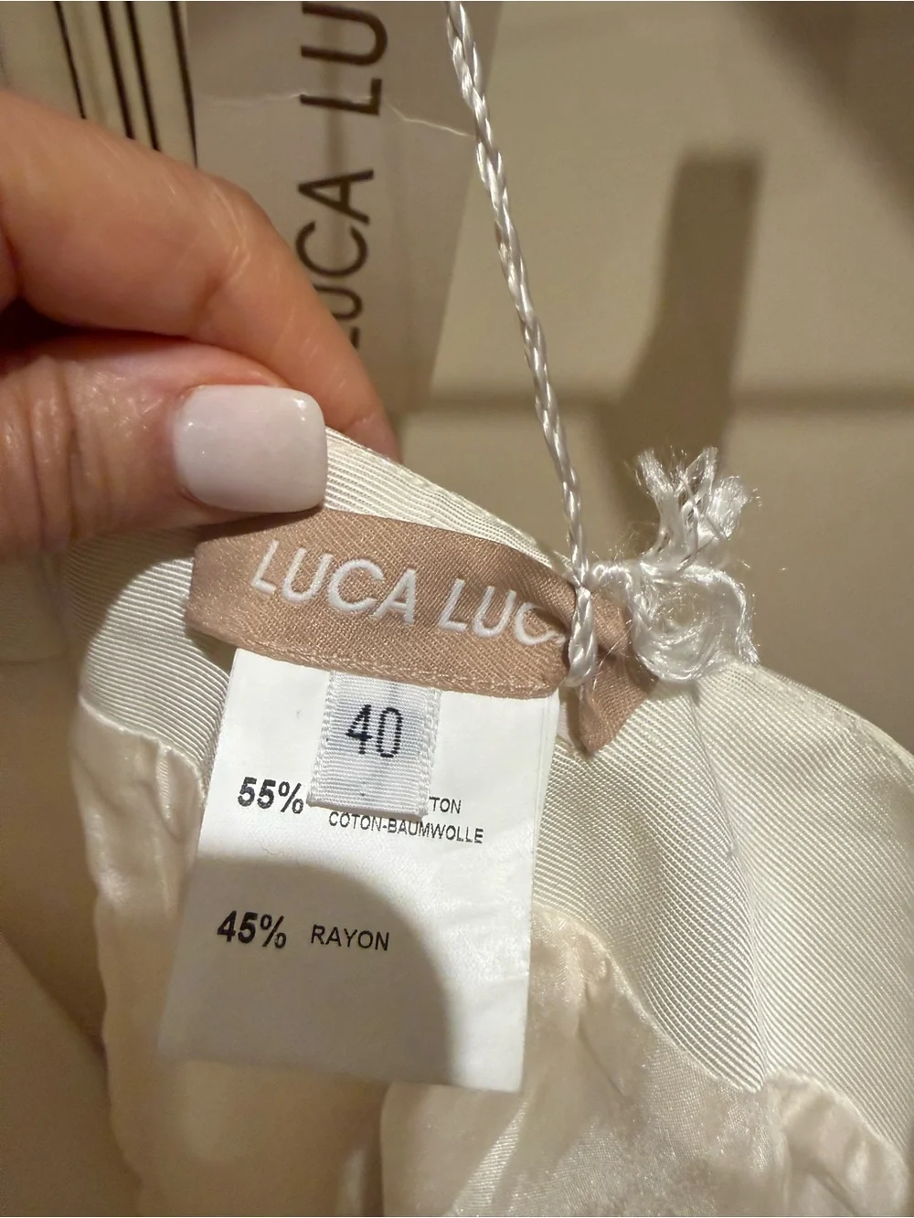 NWT Luca Luca Ecru White Chevron Embellished Silk Skirt Sz 4